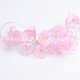 LED kobber lyskæde med kirsebærblomster - lyserød